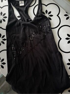 PINK Victoria's Secret Black Racerback Tank Top